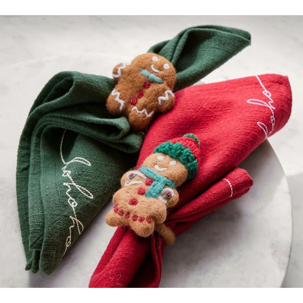 new Pottery Barn Mr. Spice gingerbread man Place Card Holders set 4 box table